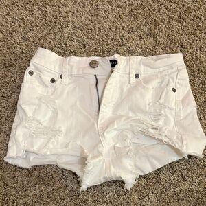 Aeropostale White Distressed Jean Shorts
